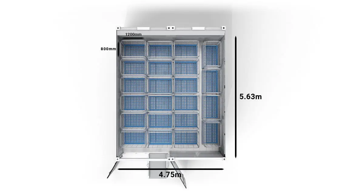 22 wózki w Arctic SuperStore 20 ft z 2 komorami