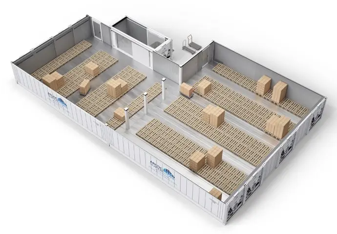 Arctic SuperStore z paletami i pomieszczeniem na złącza