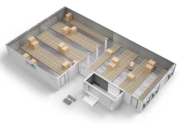 Arctic SuperStore z paletami i pomieszczeniem na złącza