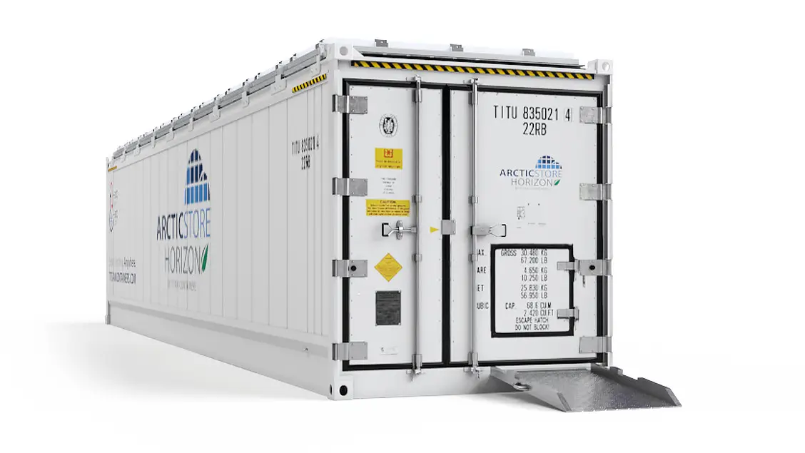 40ft ArcticStore Horizon Widok z przodu z Panelami Słonecznymi