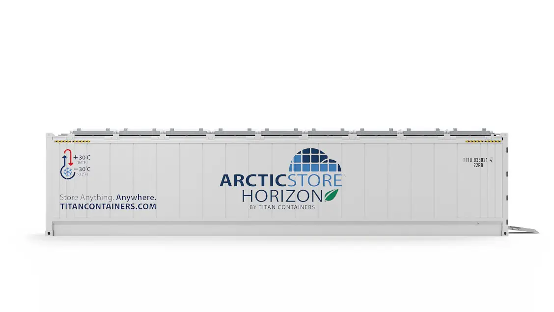 40ft ArcticStore Horizon Zrównoważony Kontener Chłodniczy Widok z boku